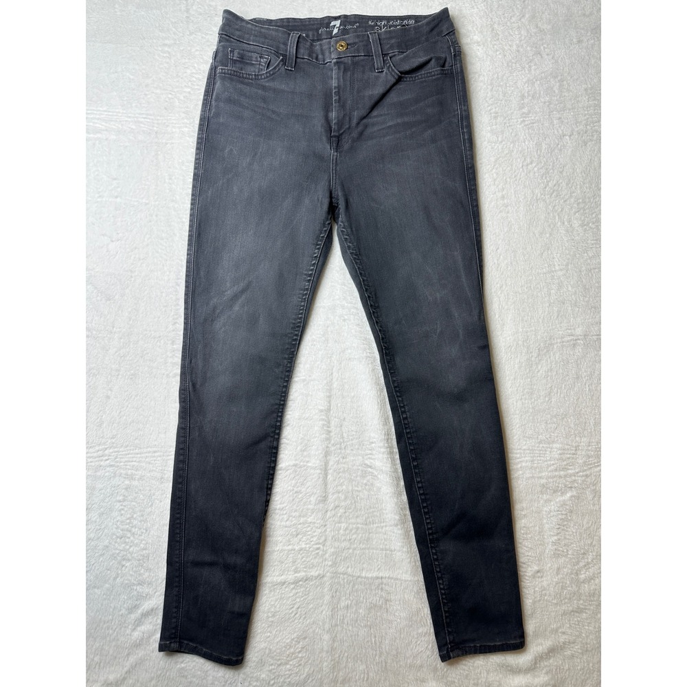 7 For All Mankind High Waist Ankle Skinny Jeans Women 29 Grey Denim